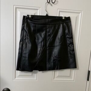 SHEIN Black A-Line faux leather Mini Skirt for Night Out